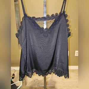 Elegant Black Lace Trim Blouse